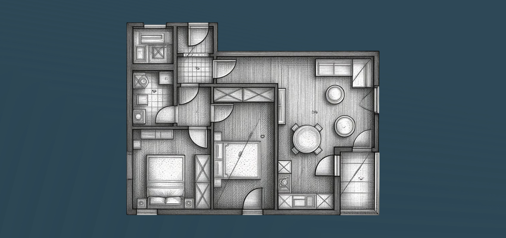 Floor plan — S2 ground floor, two-bedroom apartment